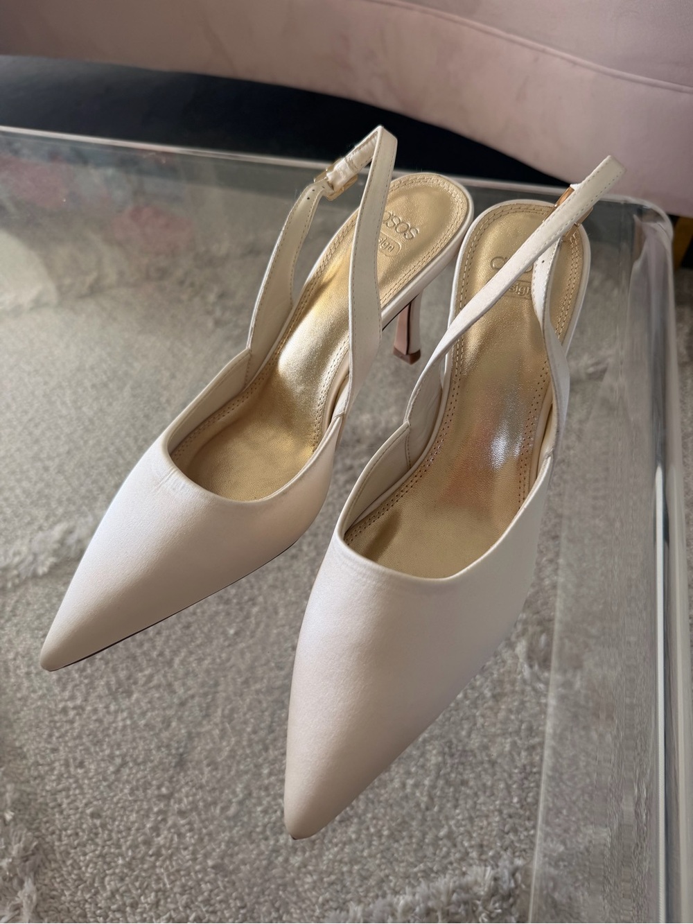ASOS White Pointed-Toe Slingback Heels